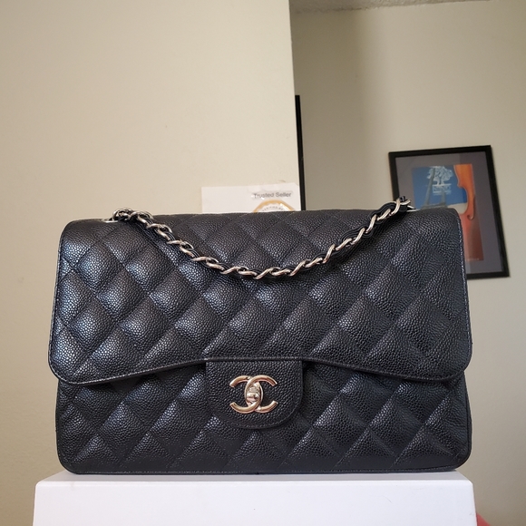 Chanel classic jumbo black caviar silver hw bag - Picture 3 of 12